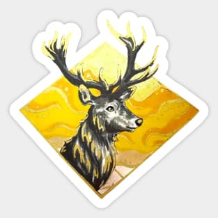 Golden Stag Head Sticker